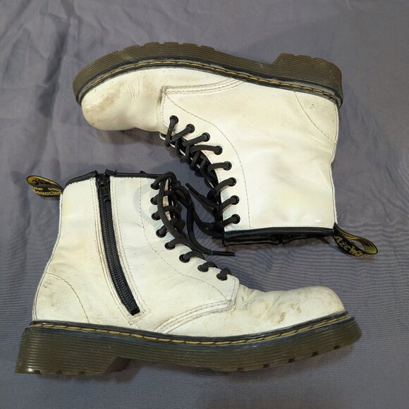 Dr. Martens 1460 J White Leather Combat Boots - Youth Size US 3 - Picture 3 of 9
